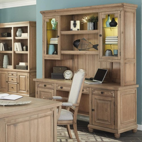 Florence Kneehole Credenza and Hutch with Rustic Finish