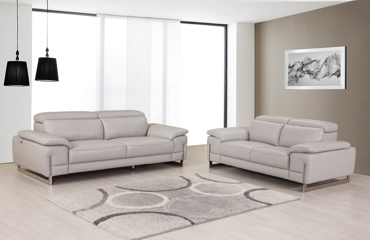 2PCS LIGHT GRAY SOFA AND LOVESEAT #636GU