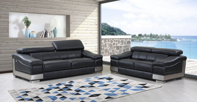 2PCS SET BLACK SOFA AND LOVESEAT #415GU